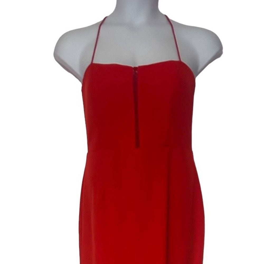 Jarlo Gown w/ Train High Low Fluted Formal Wedding Guest Prom Red Maxi Dress - Picture 8 of 15